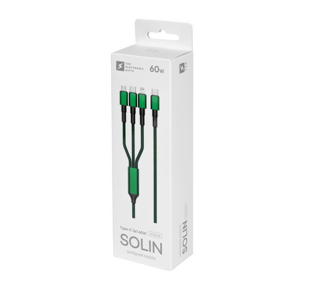 Зарядний кабель Solin Type-C 3в1 60W 8104-06 фото