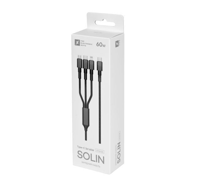 Зарядний кабель Solin Type-C 3в1 60W 8104-08 фото